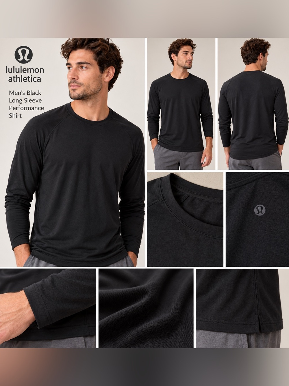 Lululemon Men’s Black Long Sleeve Athletic Shirt Pullover Size L
